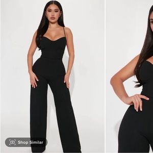 NWT fashion nova taking notes jumpsuit in black large